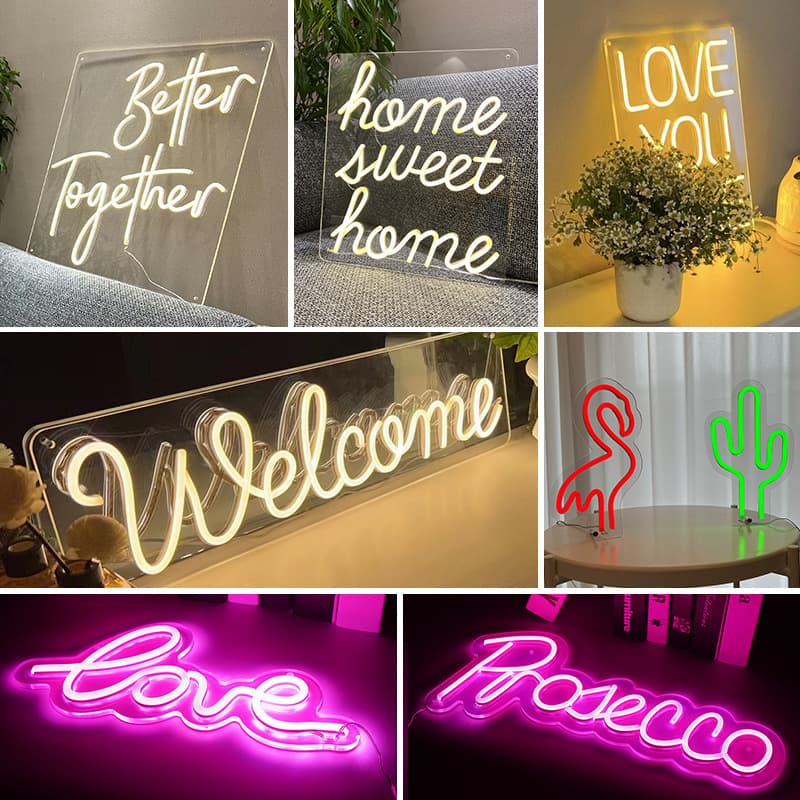 Export Acrylic Neon Sign Backplate Creative Neon Sign LED Glowing Letter Shape Light Atmosphere Decorative Light