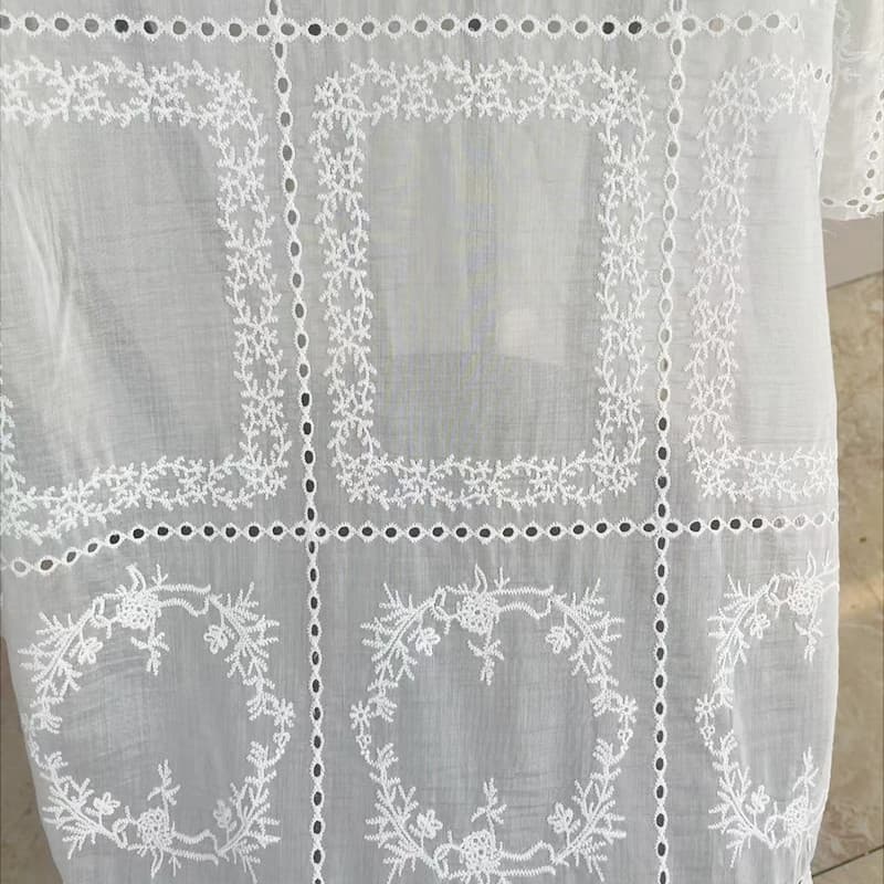 New High-quality Hollow Embroidery Tencel Grid Embroidered Fabric Children's Dress Fabric Source Manufacturer