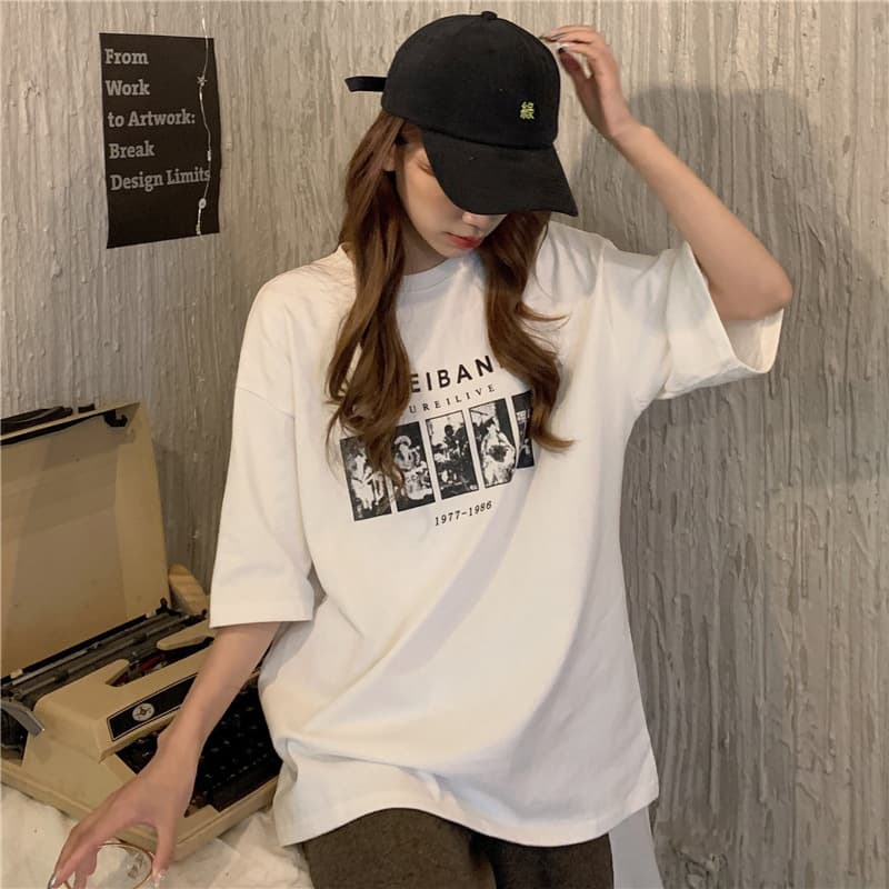 Harajuku Style Short-Sleeved T-Shirt for Women 2026 New Summer Fashion Loose Korean Style Ins Trendy Top for Women Live Broadcast Cross-Border Wholesale