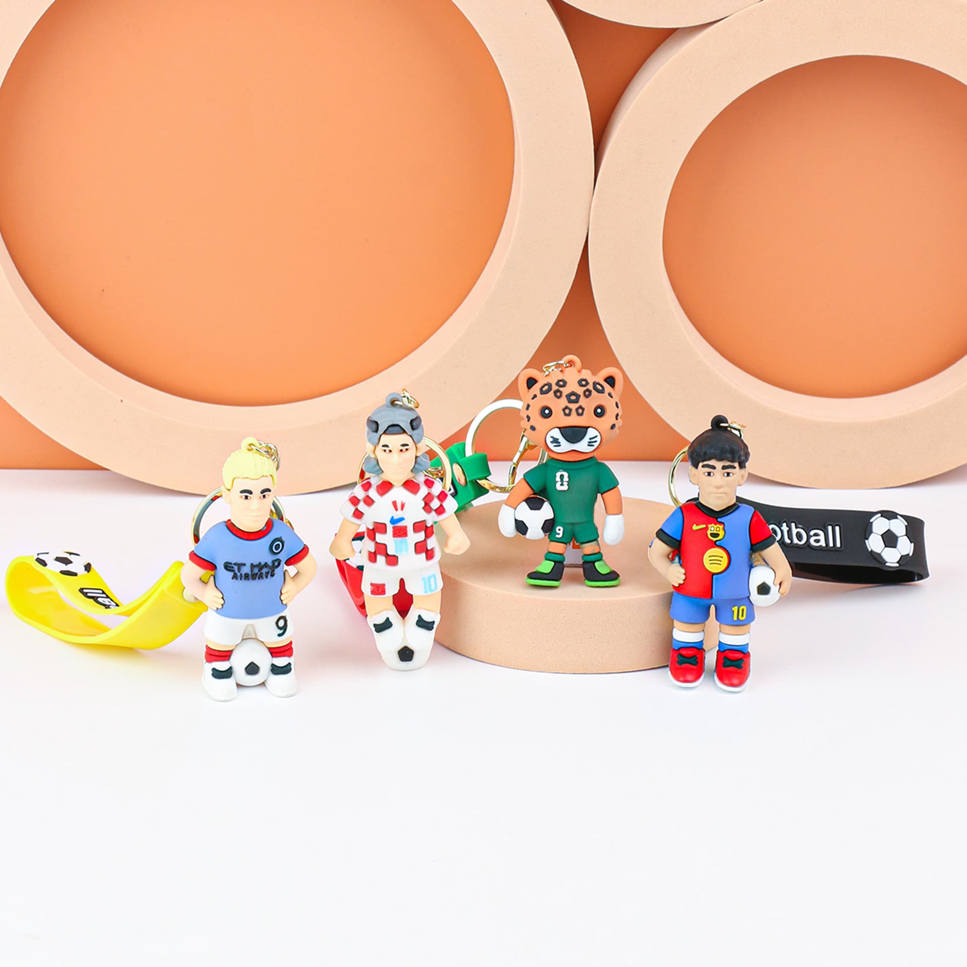 New cartoon football star keychain pendant World Cup star character doll backpack pendant car pendant