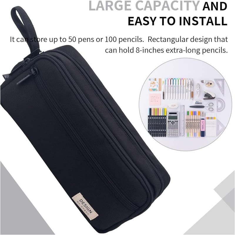 Popular cross-border e-commerce style minimalist Korean canvas student pencil case, large capacity, high-end feel, can be carried by hand.