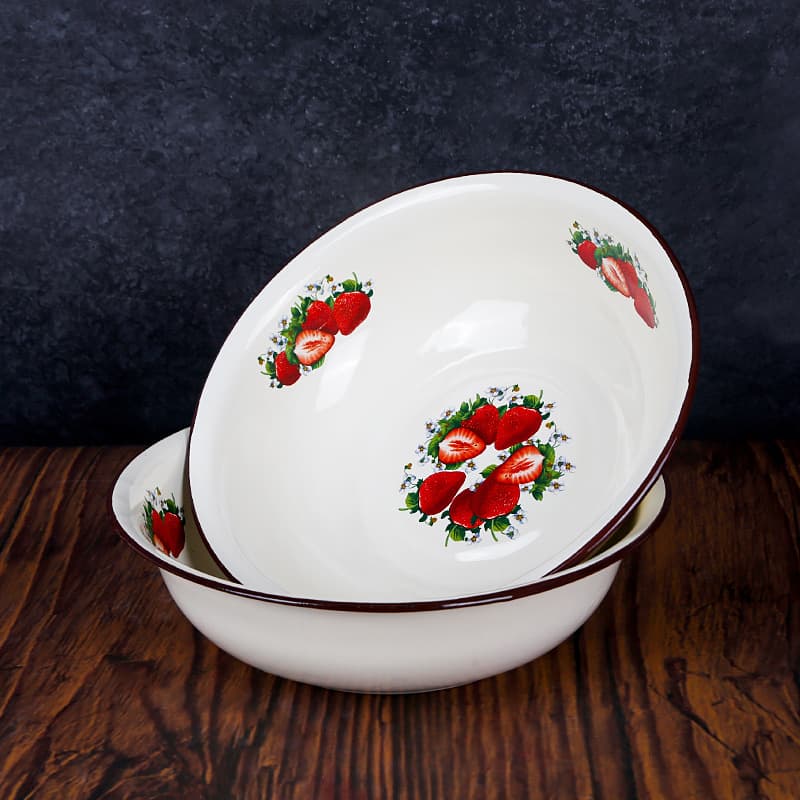 26cm Enamel Thickened Deepened Wash Basin Foot Soak Basin Old-Fashioned Enamel Washbasin Wedding Celebration Basin Vegetable Washing Basin