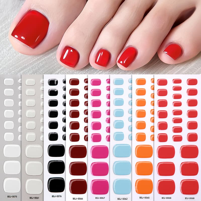 Zhengxiang Source Factory Custom ODM Solid Color Pearl Gel Toe UV Nail Stickers Semi-Cured Gel Nail Wraps OEM
