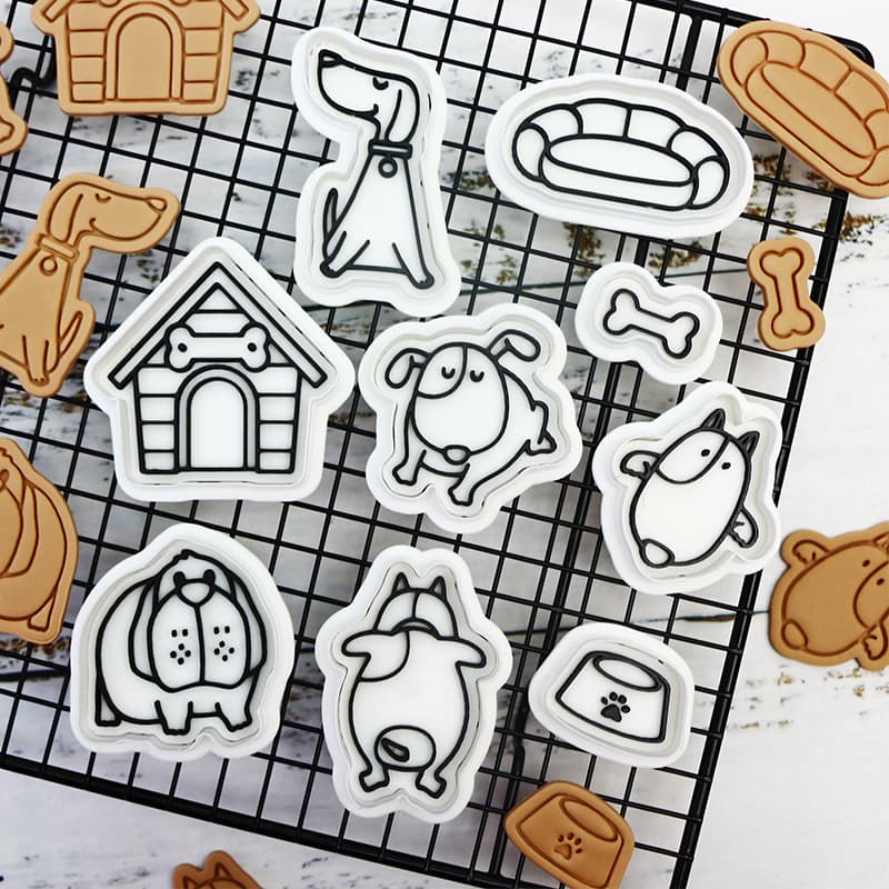 Dog Series Biscuit Mold Cartoon Baking DIY Fold Sugar Mold 3D Stereo Press Frost Biscuit Cutting Mold