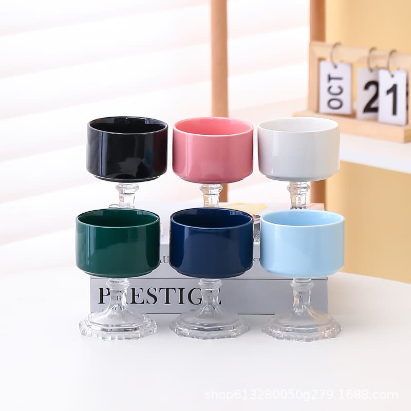 Light Luxury Creative Ceramic Fruit Plate, High-Foot Ice Cream Bowl, High-Foot Candle Filling Cup, Home Living Room Aroma Stone Decoration