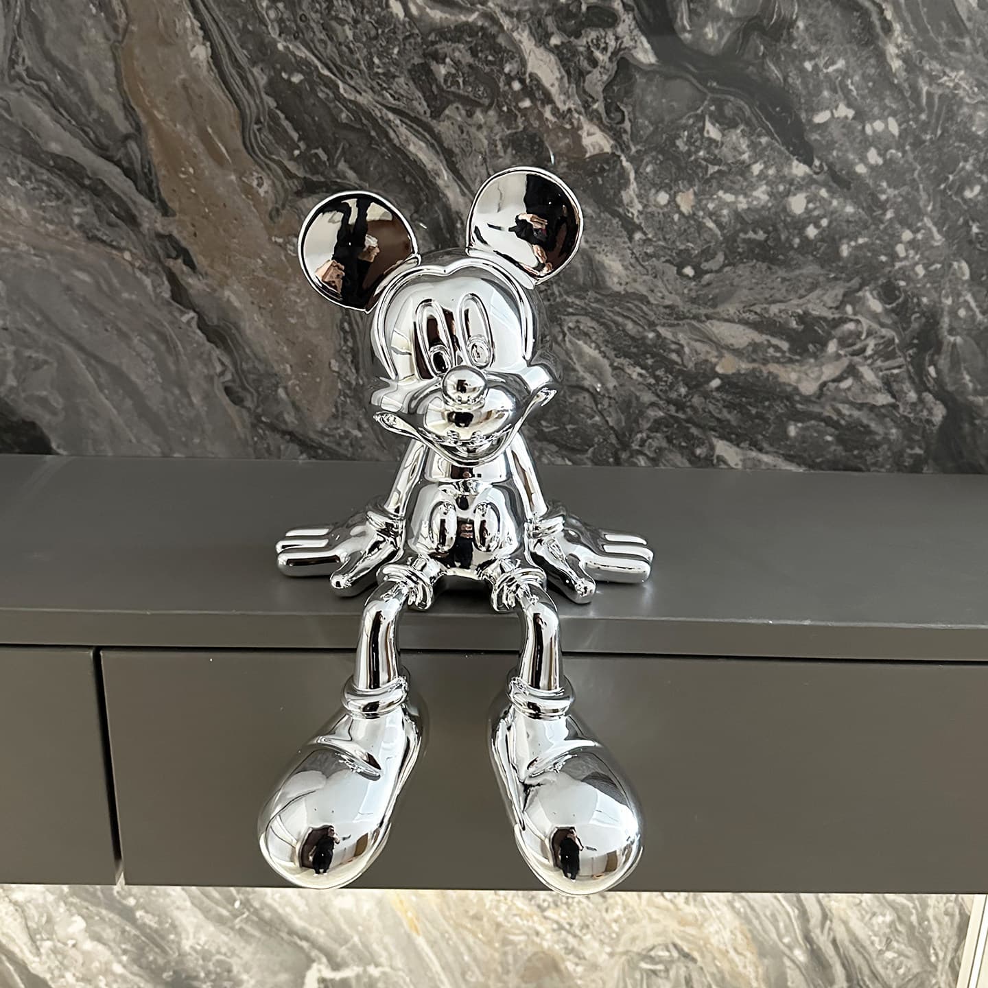 Luxury High-End Electroplated Sitting Mickey Mouse Ornament for Sales Office, Hotel Soft Decoration, Creative Children's Room Mickey Mouse