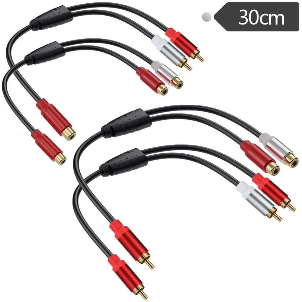 Ultra-Soft Metal Shell Gold-Plated Copper Core RCA Y-Splitter Audio Cable for Car Amplifier Home Theater