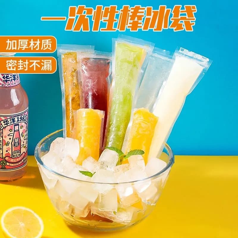 Disposable Freeze Pop Bags, Crushed Ice Pop Bags, Yogurt Fruit Ice Pop Bags, Transparent Self-Sealing Ice Pop Bags
