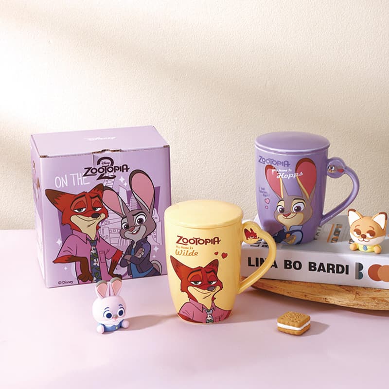 Disney Zootopia New Ceramic Mug with Lid Official Cartoon High-Quality Gift Box Birthday Gift