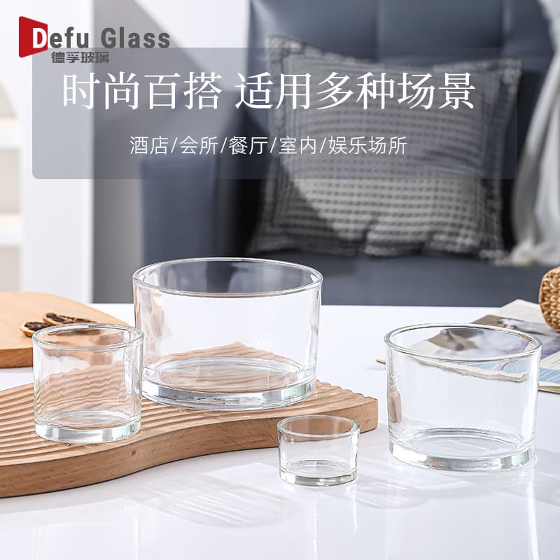In Stock Clear Glass Candle Cup Thickened Large Capacity Round Candle Cup Simple and Stylish Home Decoration Creative