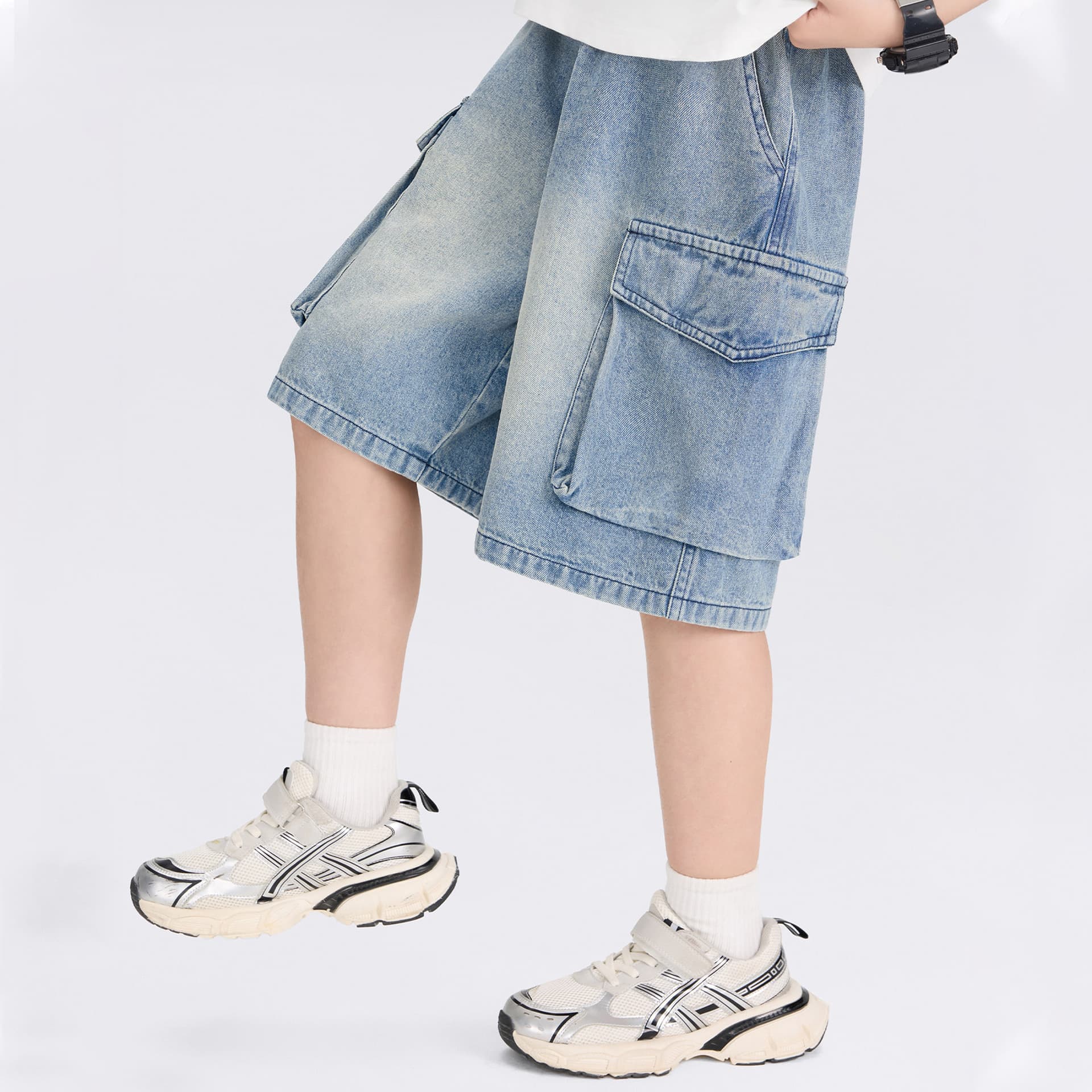 Kids Boys Shorts Summer Children Denim Knee Pants 2026 Summer New Style Big Kids Fashionable Pants Five-Point Pants