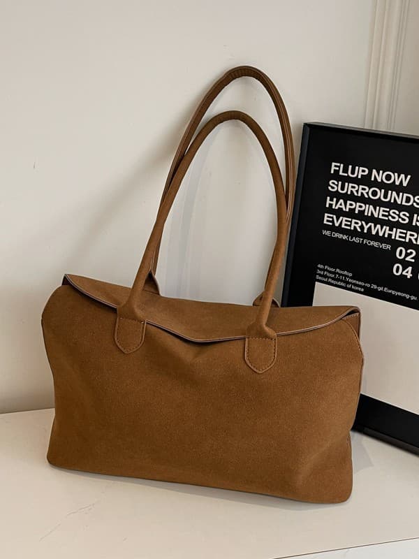 Vintage Suede Large Capacity Bag for Women 2024 New Commuter Versatile Shoulder Bag Handbag Tote