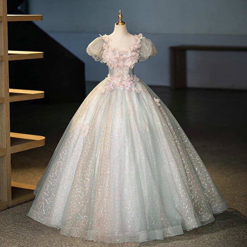 Premium Evening Gown Forest Adult Ceremony Long Dress Host Performance Dress Vocal Art Exam Host Slimming Puffy Dress Women