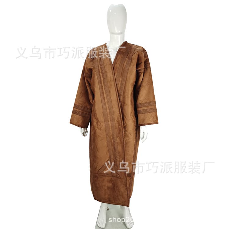 Winter Long Robe Men's Robe Suede Velvet Deerskin Velde Suede Robe Factory