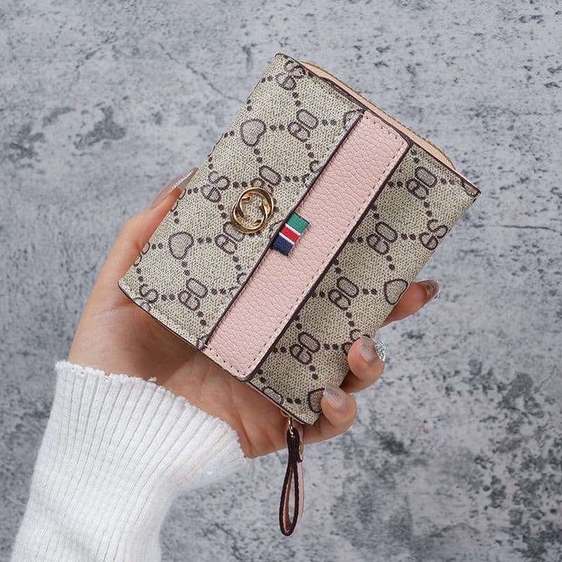 2024 Short Printed Multi-Card Student Women's Wallet Large Capacity Accordion Card Holder Wallet Integrated Bag Ladies Purse