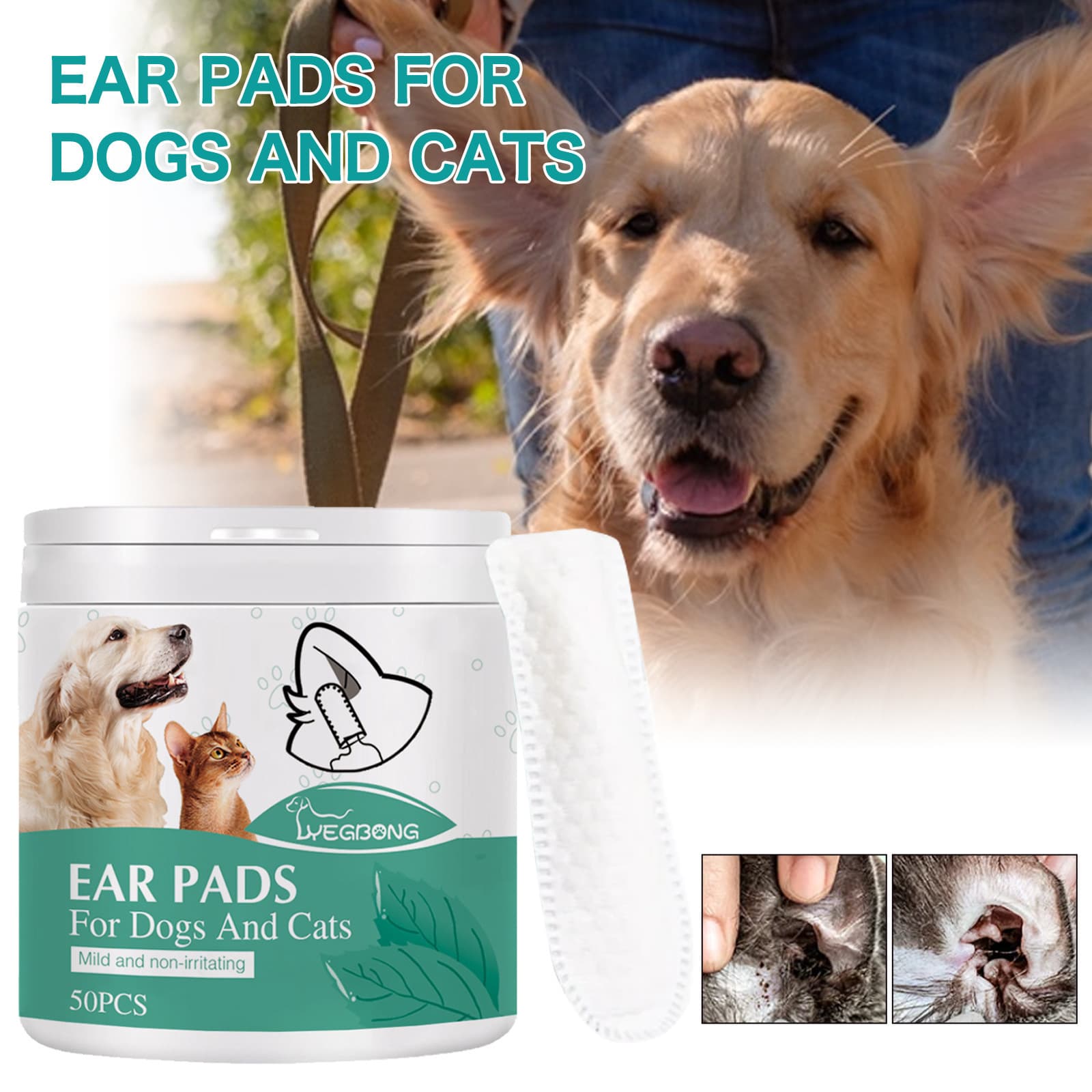 Yegbong Pet Ear Cleaning Finger Cots for Cleaning Cat and Dog Ear Mites and Earwax, Ear Canal Cleaning Finger Cots