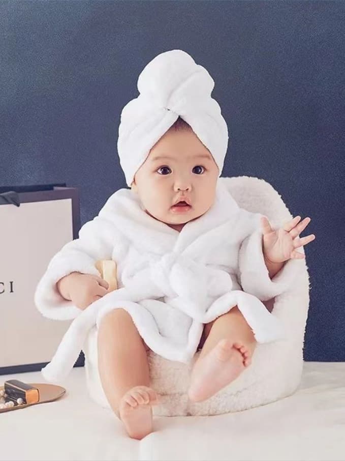 Newborn Photography Bathrobe Baby Bath Pajamas Studio Photo Clothing Baby Thickened Coral Fleece Bathrobe Pajamas