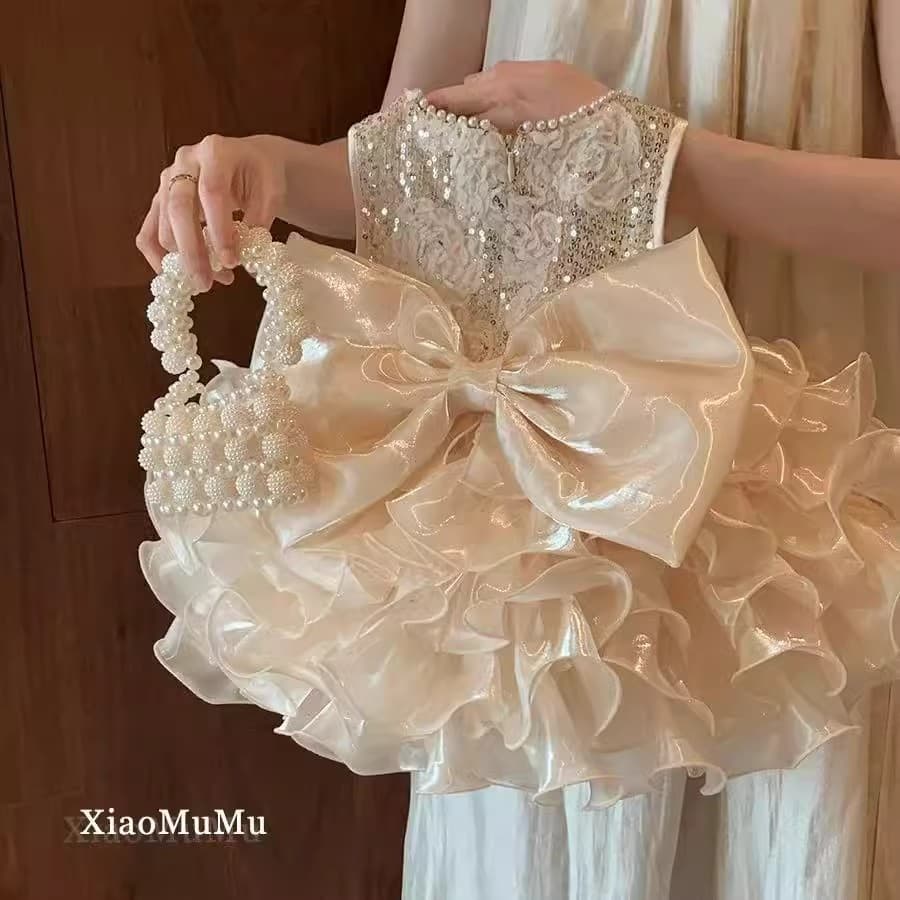2026 French-style Dress for Girls Korean Version Fairy Light Luxury Vest Dress Little Girl Summer Sweet Cake Dress