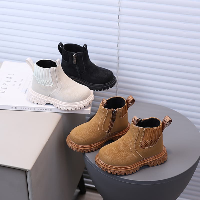 2025 Autumn Fashion New Children's Short Boots Boys Side Zipper Style Martin Boots Girls Comfortable Soft Soled Boots