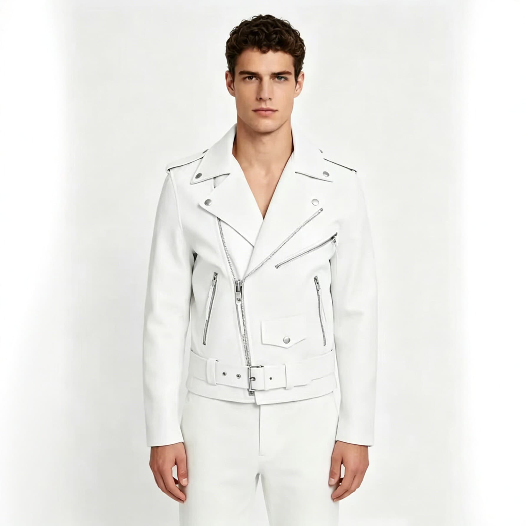 Cross-Border Men's PU Leather Jacket Slim Fit Motorcycle Jacket European and American Fashion Casual Men's Leather Coat