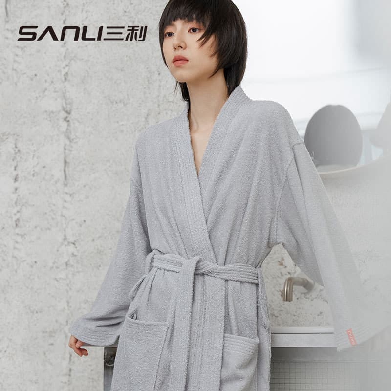 Sanli Towel Cotton Bathrobe Autumn and Winter Couple Bathrobe Long Cotton Adult Bathrobe Absorbent Nightgown Bathrobe Wholesale