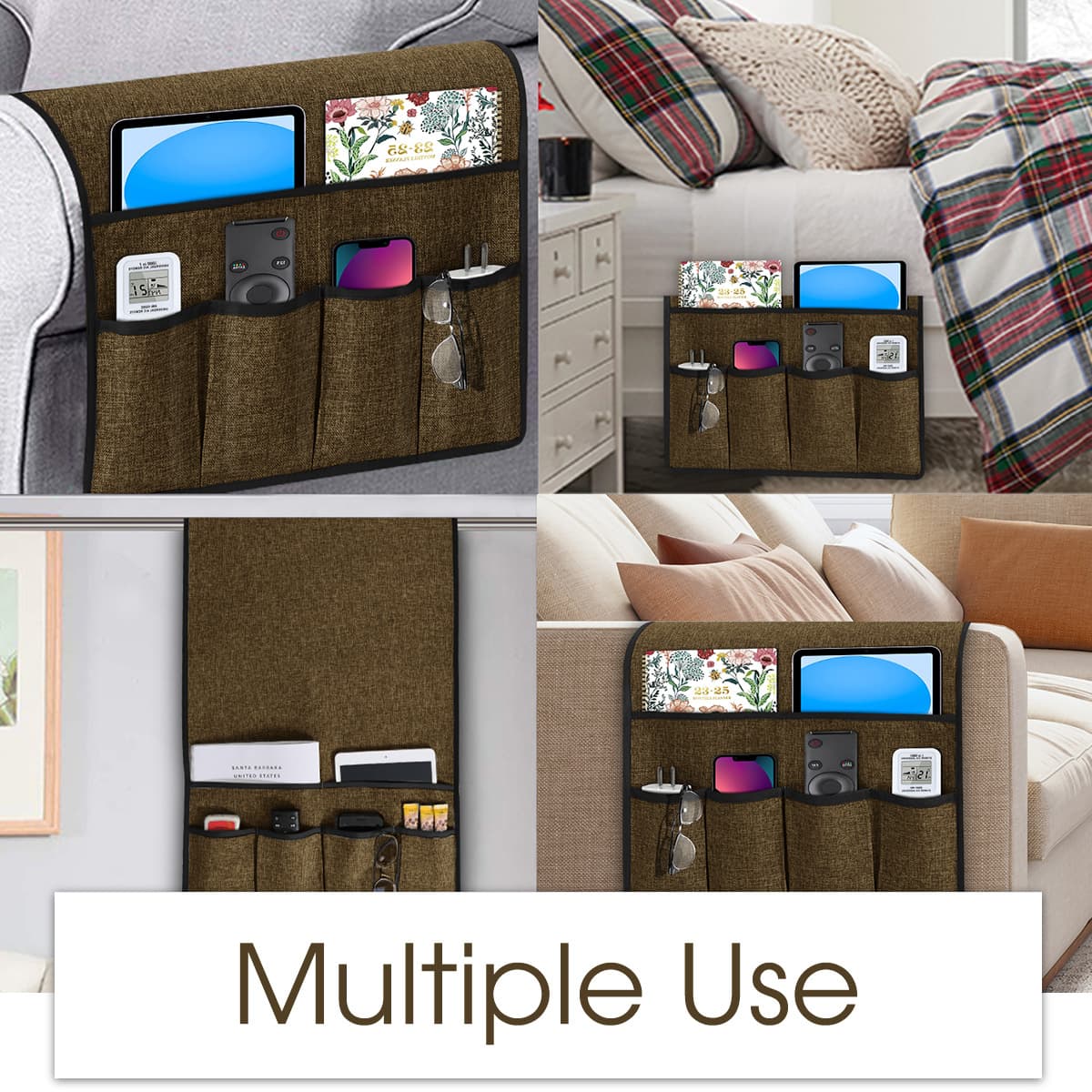 Sofa Remote Control Holder Recliner Non-slip Armchair with 6-Pocket Storage for Magazines, Tablets