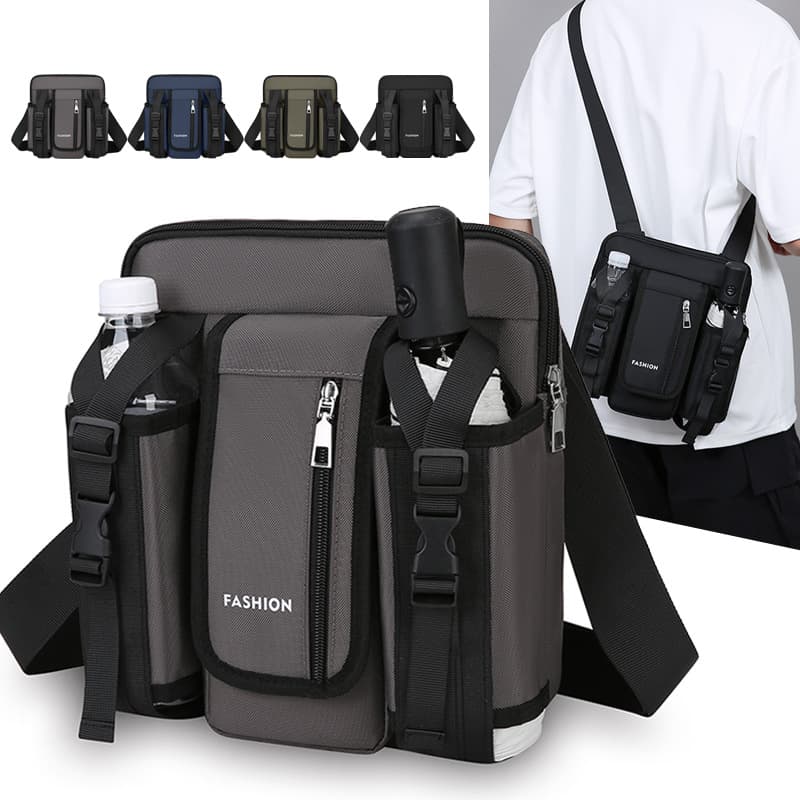 New multifunctional shoulder bag for men when going out for leisure travel, outdoor sports backpack, large capacity water bottle bag, crossbody bag