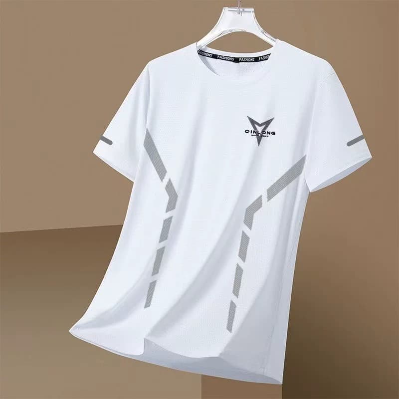 Ice silk short-sleeved T-shirt men's summer loose large size men's casual versatile T-shirt Korean style trendy clothes men's T-shirt