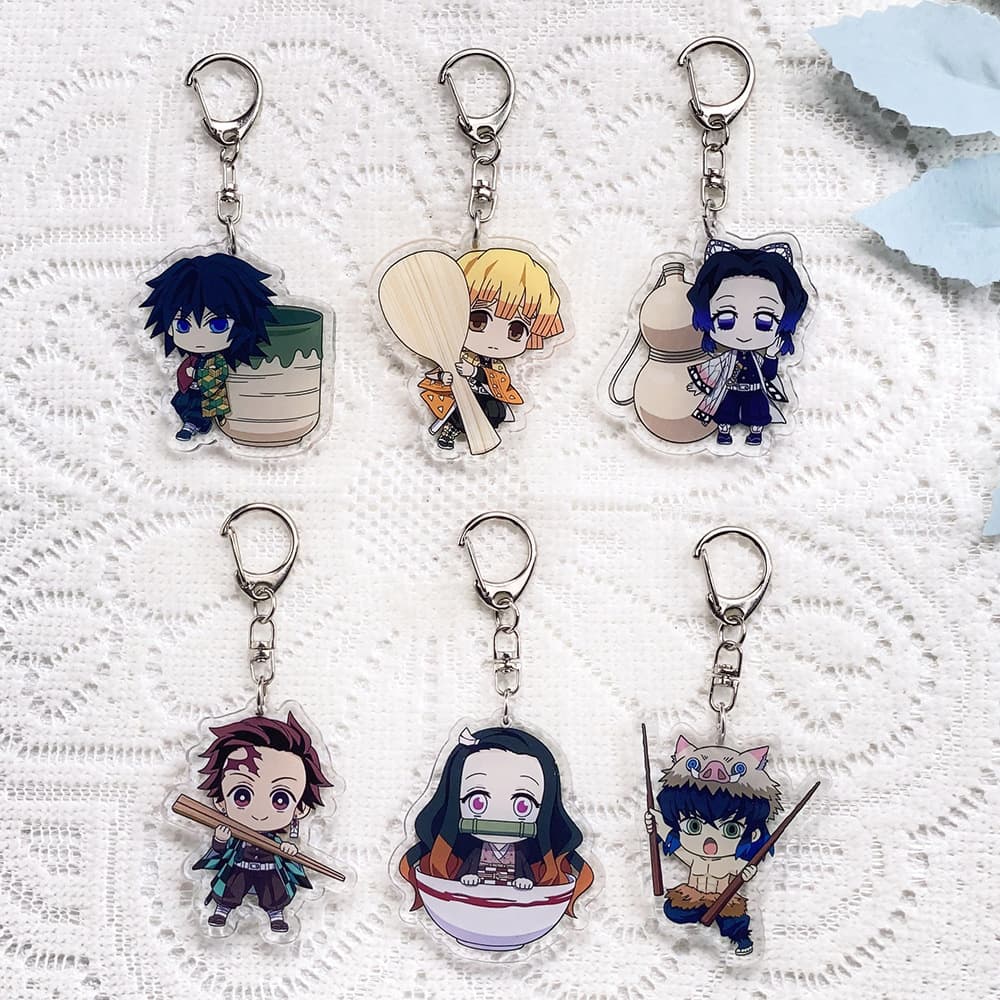 Cross-border Demon Slayer Inosuke Anime Acrylic Keychain Small Pendant Bag Charm Key Ring