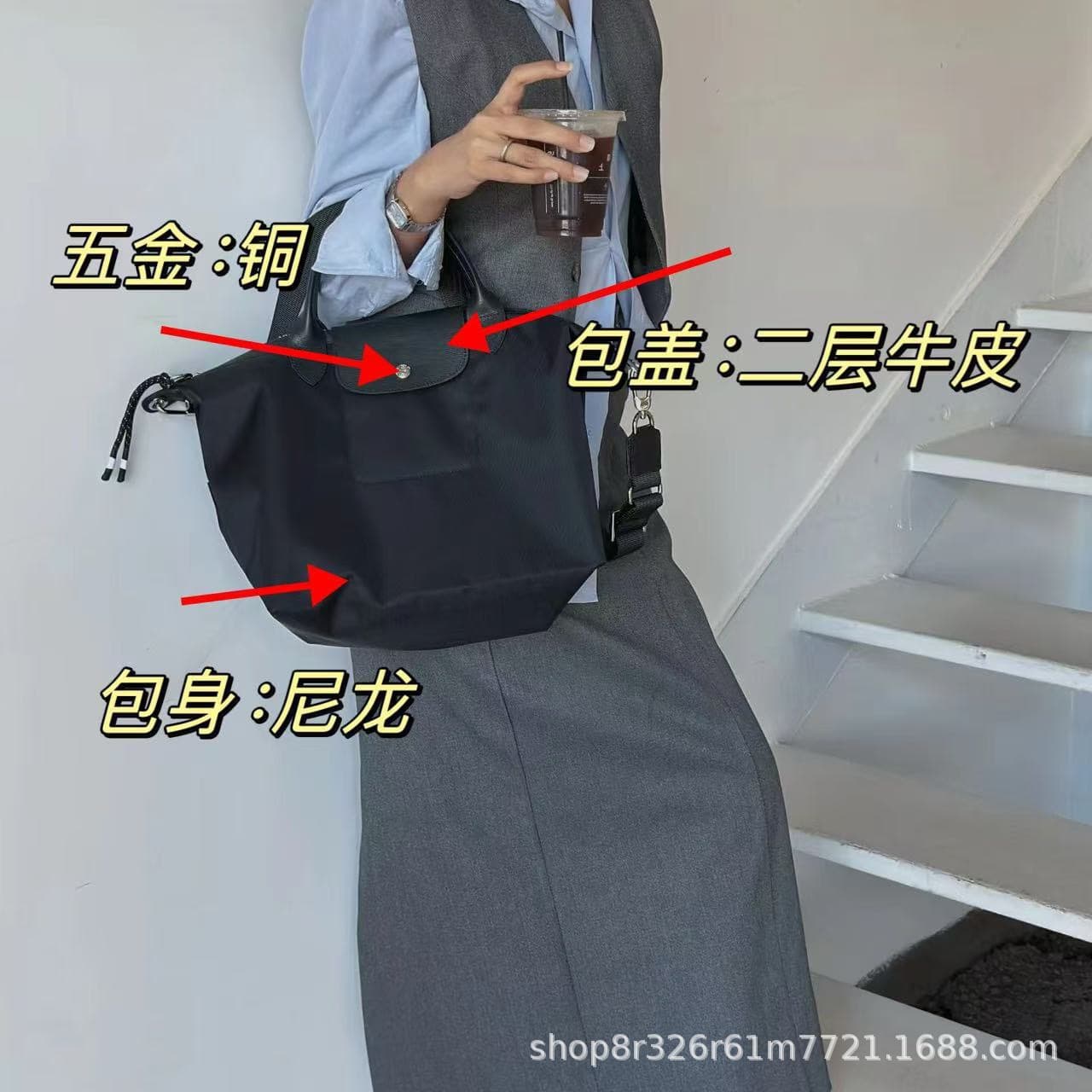 Overseas Best-Selling Longchamp Energy Series II Tote Bag Dumpling Nylon Waterproof Handbag Diagonal English Version