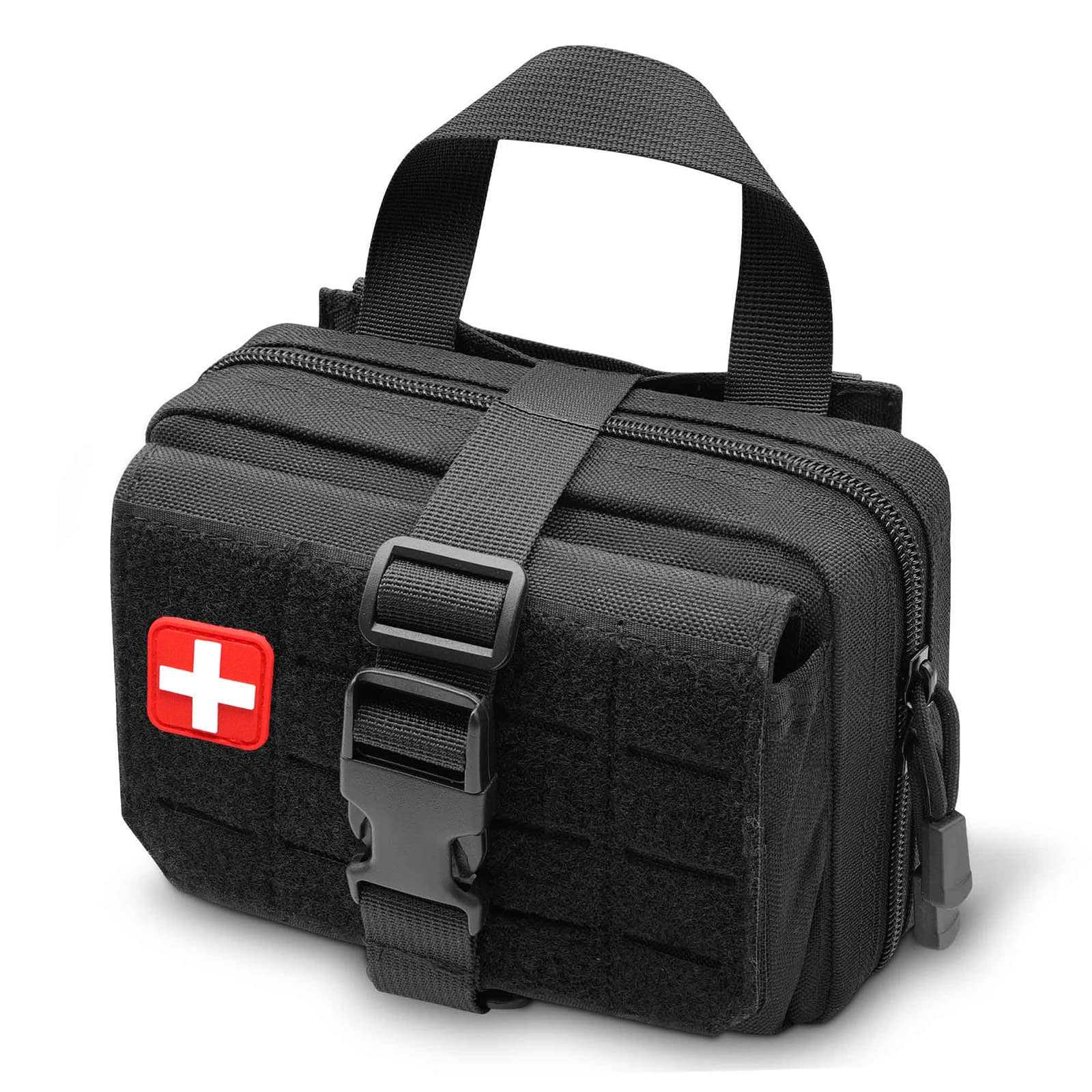 Tactical Medical Kit, Outdoor First Aid Kit, Multi-Functional Storage Waist Bag, Waterproof Portable Emergency Kit, Red and Black Models