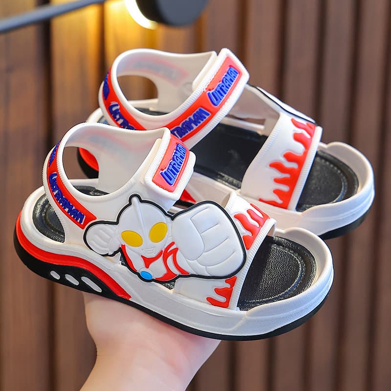 2025 New Ultraman Boys Sandals Non-Slip Soft Sole Student Beach Open-Toe Breathable Outdoor Kids Sandals