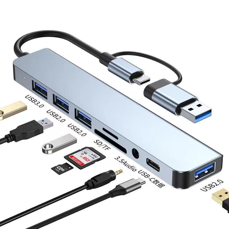 Dual-Head 8-in-1 USB 3.0 Cross-border Docking Station Hub Multi-interface HUB Splitter