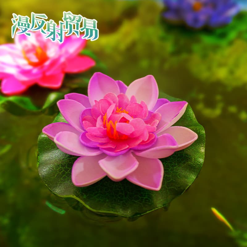 Wholesale artificial water lily and lotus flowers for ancient fishkeeping, 10cm fake lotus flowers for pond and aquarium decoration, preserved flowers