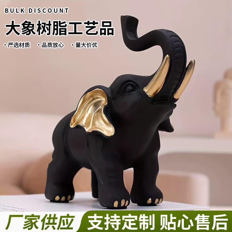 Lifelike Wild Elephant Sculpture Statue Resin Decoration for Home Decor and Tabletop Decoration Cute