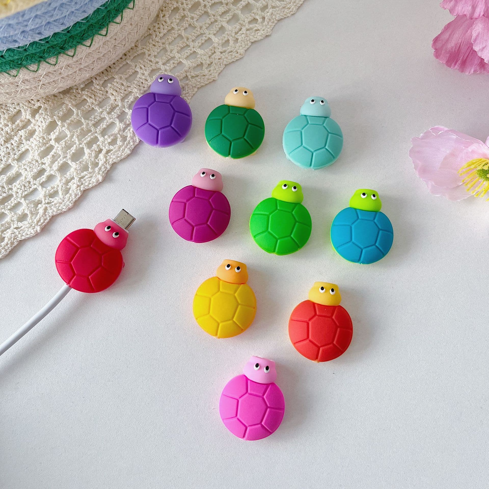Tortoise Line Cover 10 Color Not Repetitive for Apple Android Data Line Protective Cover Charging Line Protective Cover Take a Bite