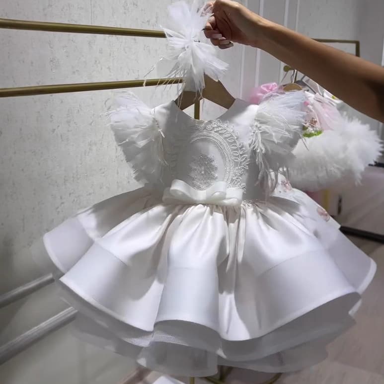 Girls' Formal Dress Little Girl Princess Dress Spring Summer Girls' Formal Dress White Wedding Dress Flower Girl Wedding Baptism Performance