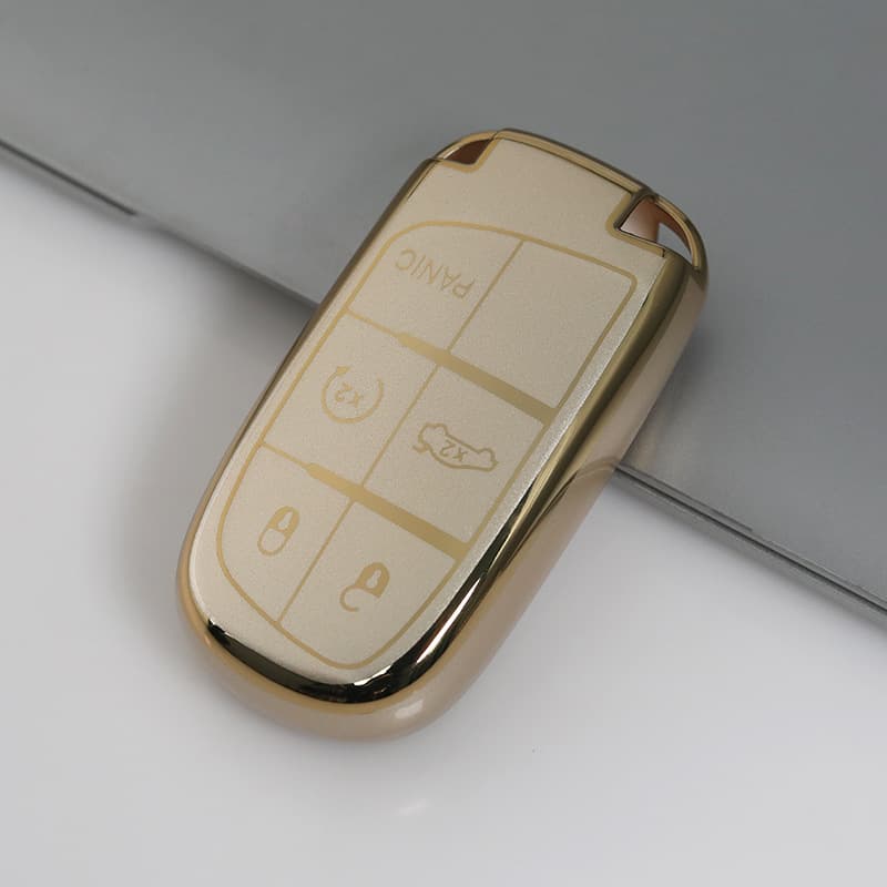 Champagne Gold Key Case Cover for 3 5 Button Jeep Grand Cherokee Commander Compass Patriot