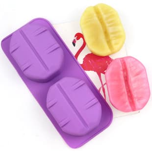 Minghao 2-Connected Coffee Bean Silicone Cake Mold, Chocolate Mold, Homemade Baby Food Mold, Soap Mold