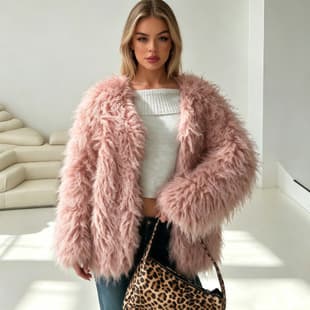 Autumn/Winter Thick Long-Hair Lamb Wool Faux Fur Coat for Women, Loose Round Neck Fuzzy Coat, Cross-Border Export Women's Clothing