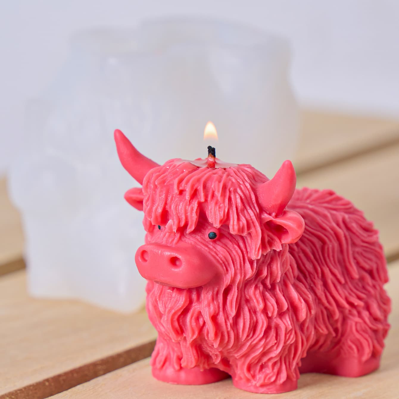 Highland Yak Candle Mold, Scottish Highland Cow Yak Animal Plaster Statue Ornament Silicone Mold