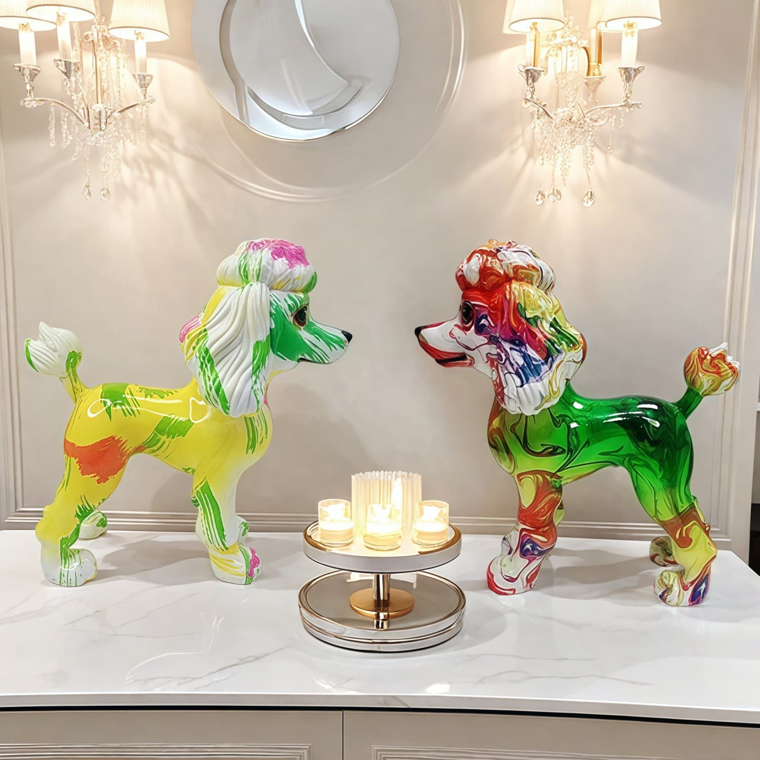Living Room Decoration Creative Home Luxury TV Cabinet Wine Cabinet Hallway Bookshelf Lotus Noble Dog High-End Craft Ornament