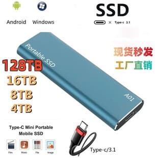 New Cross-Border High-Speed SSD Portable Solid State Drive 500GB-128TB Upgrade Expansion USB 3.0 Portable Storage