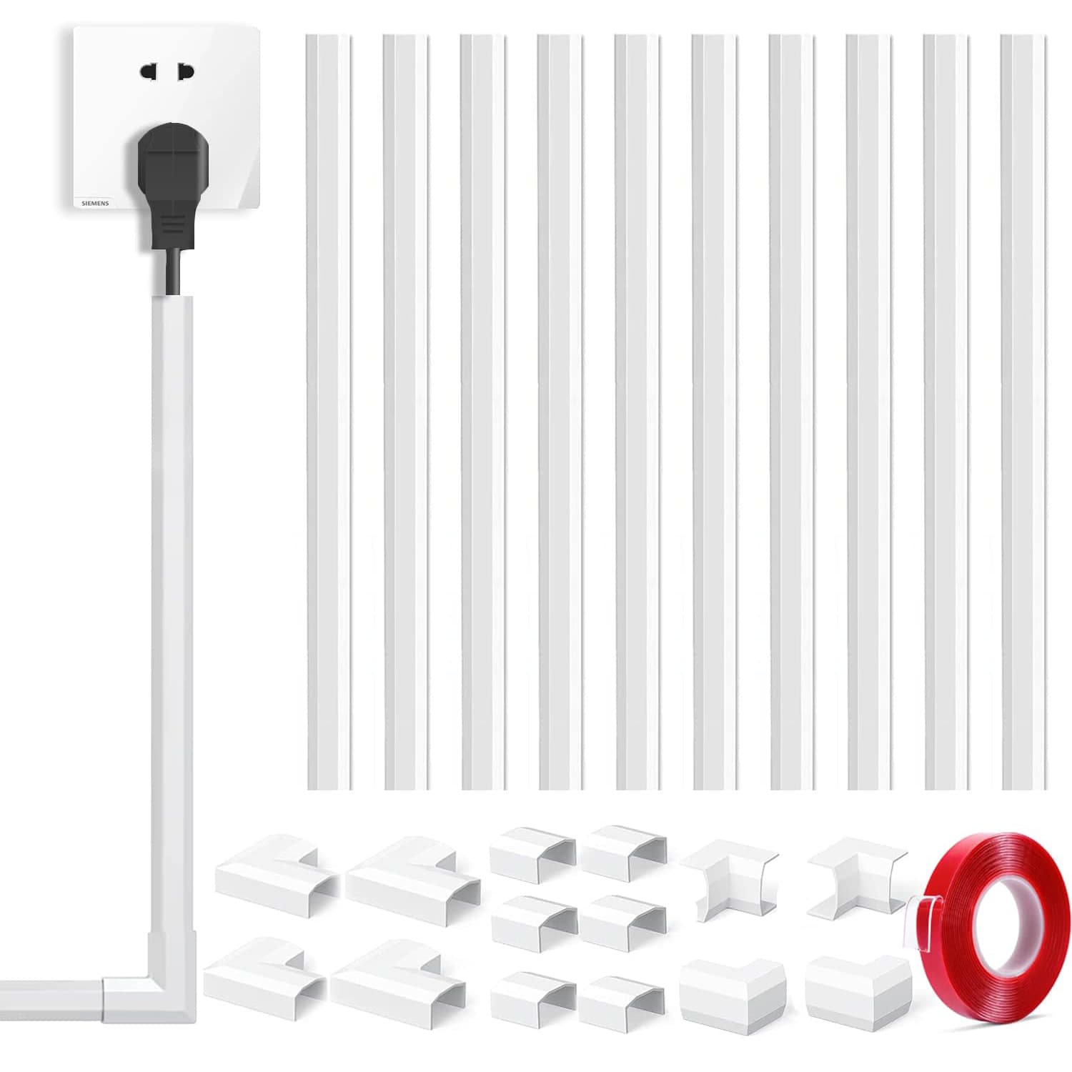 Cross-border e-commerce, sourced from Europe, America, Japan, and Amazon, best-selling PVC cable trays, black and white sets, 15*9 cm, environmentally friendly and flame-retardant.