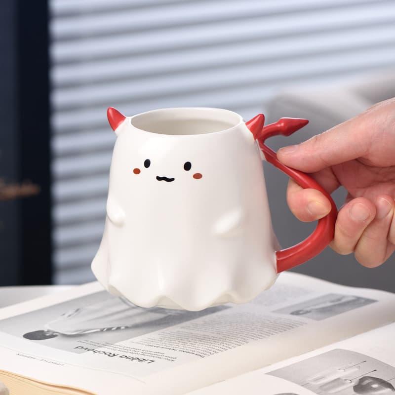 Creative Elf Supply Halloween Christmas Gift Cartoon Devil Tail Ceramic Cup Novelty Funny Mug