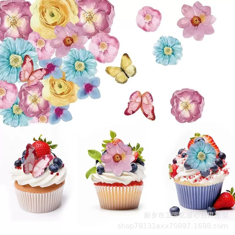 Cross-border supply wafer paper flower cake decoration baking flower DIY cold dish decoration small flower wafer paper