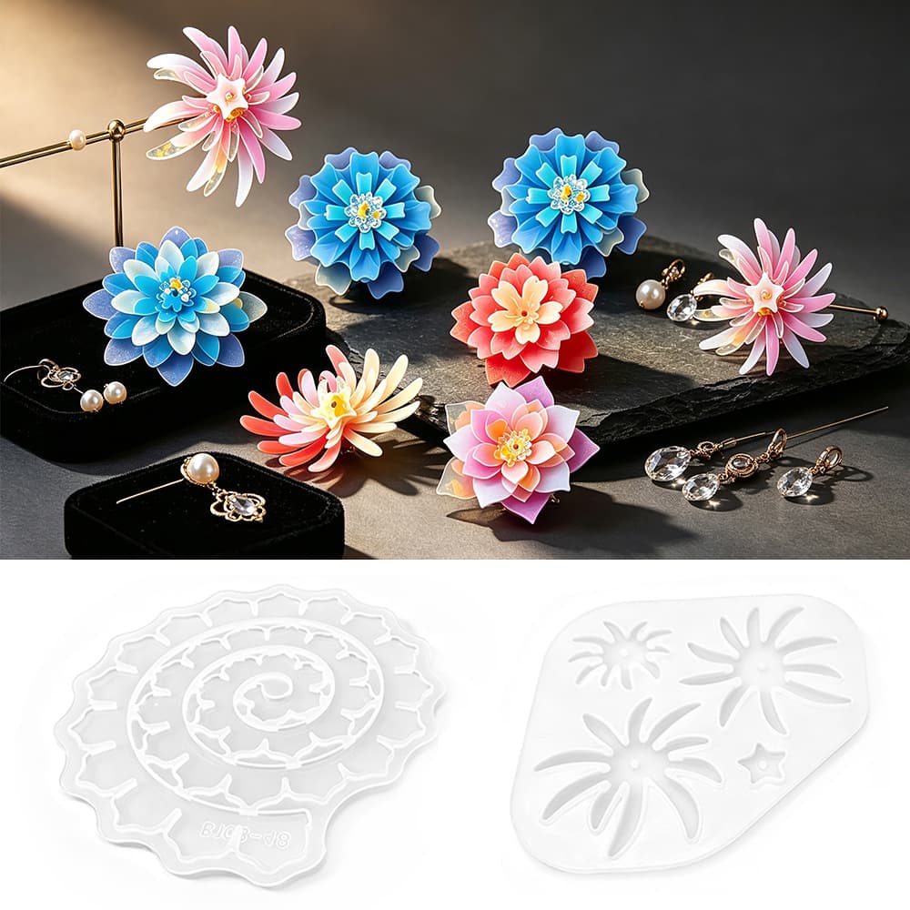 Multi-layered flower silicone mold DIY glue handmade antique hairpin flower hairpin curly flower mold