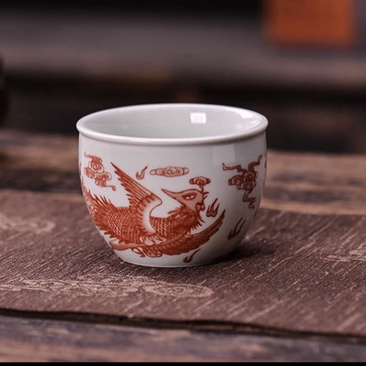 Retro tea cup ceramic blue and white underglaze red master cup landscape cylinder cup single cup tea cup tea cup live supply cup
