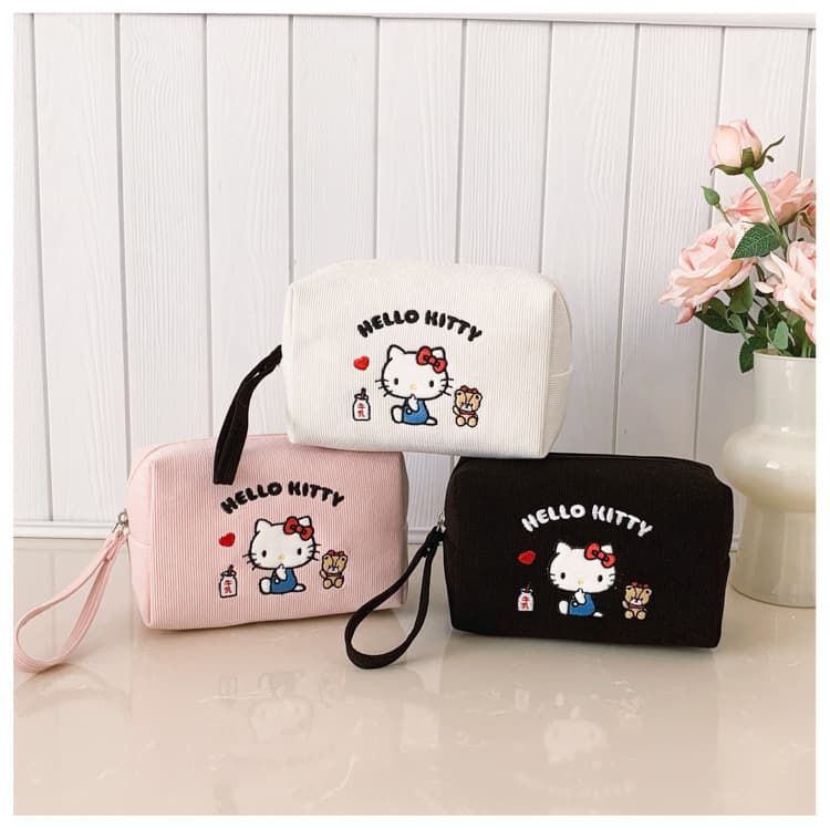 Sanrio Licensed New Corduroy Handheld Cosmetic Bag Cute Cartoon Makeup Pouch Storage Bag Phone Bag