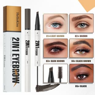HelloKiss Cross-border Dual-ended Four-prong Liquid Eyebrow Pen, Smooth Natural Color, Waterproof and Sweat-resistant Multi-color Brow Tint